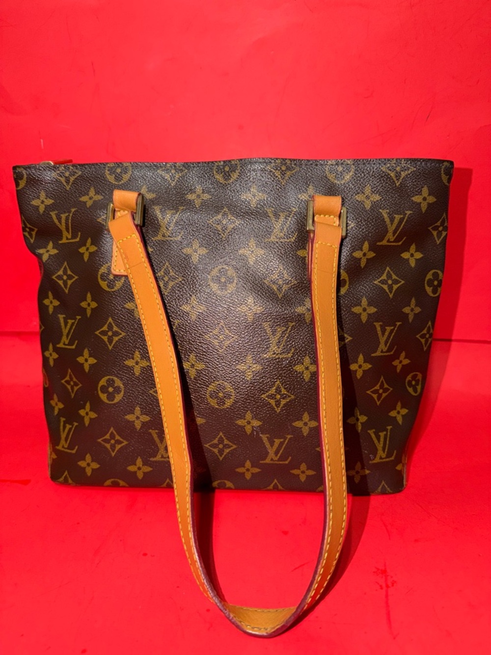 Louis Vuitton Monogram Canvas Tote in Brown with Tan Straps - Picture 3 of 11